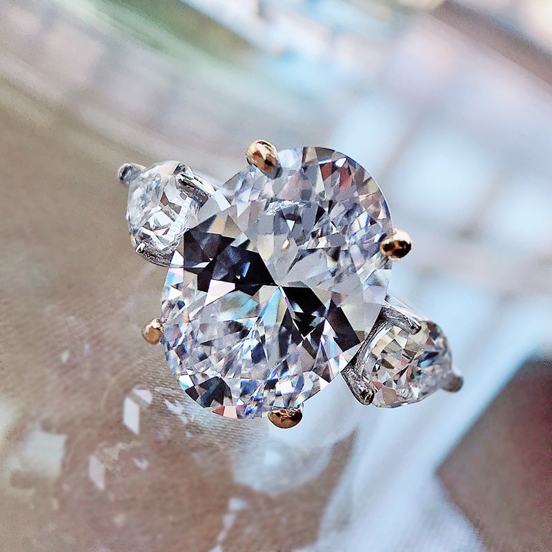 "Poppy" Oval Cut High Carbon Diamond Ring