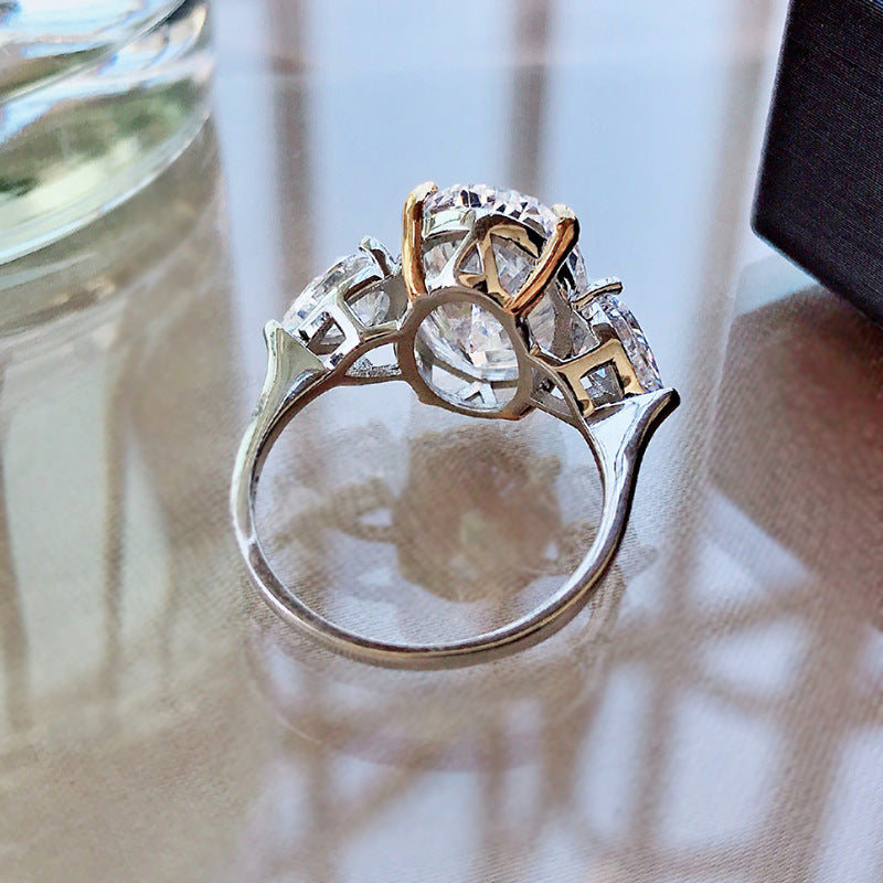 "Poppy" Oval Cut High Carbon Diamond Ring
