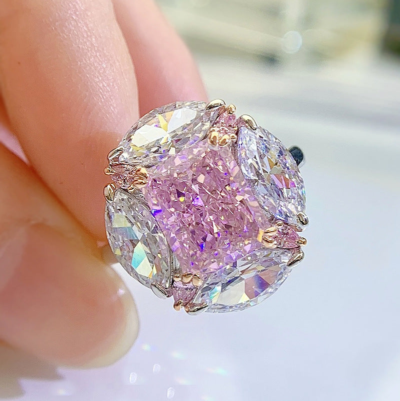 "Bubble" 3ct Radiant Cut High Carbon Diamond Ring