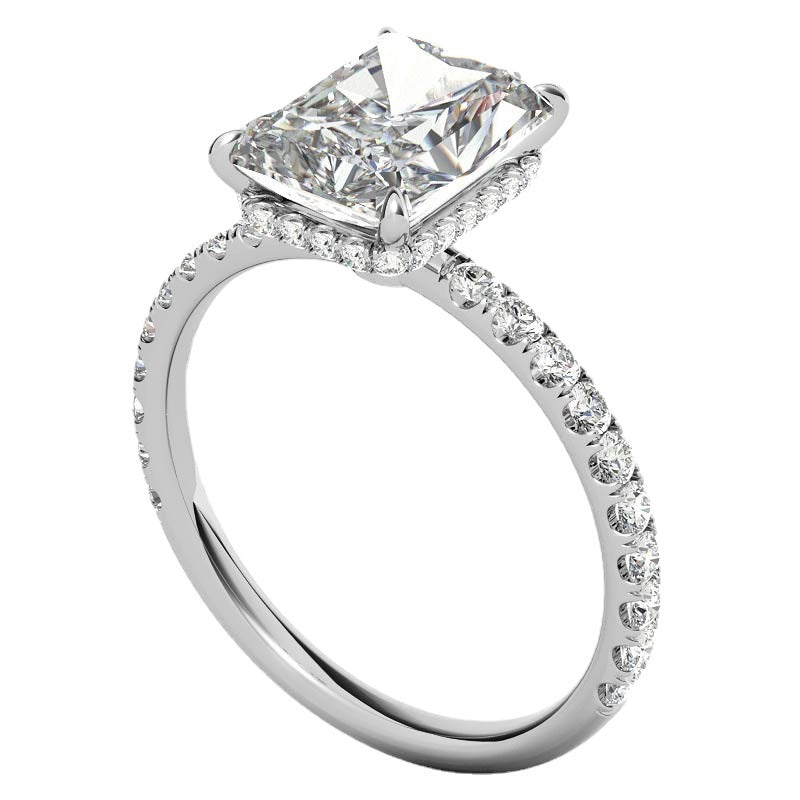 "Luna" 4ct Radiant/Emerald Cut Moissanite Ring