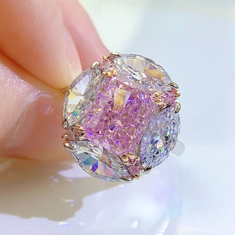 "Bubble" 3ct Radiant Cut High Carbon Diamond Ring