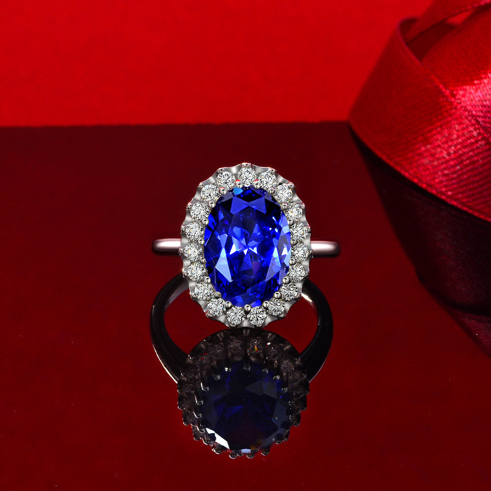 „Bella“ Ovalschliff-Ring mit hohem Kohlenstoffgehalt