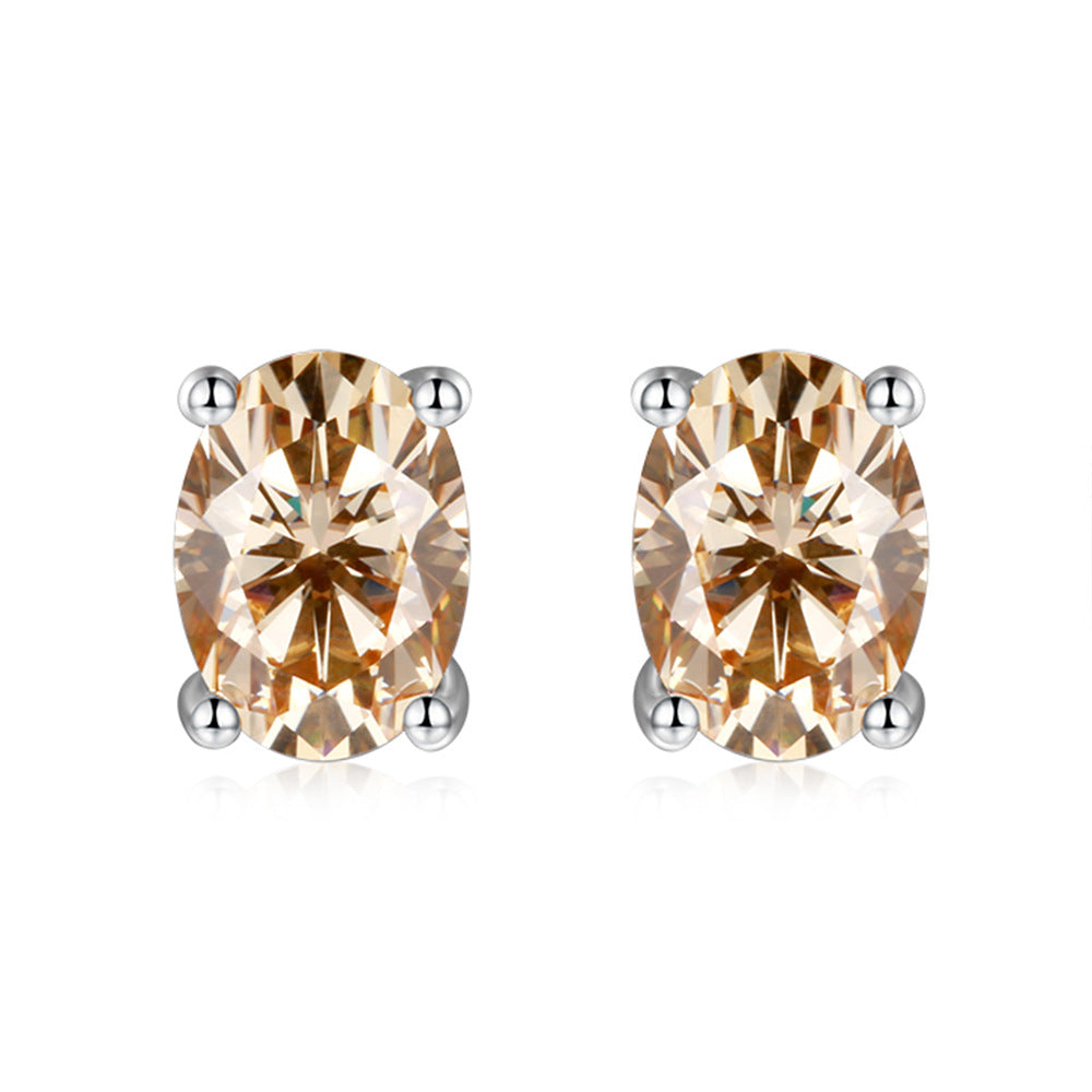 1ct Oval Cut Moissanite Earring Studs (6 colors)