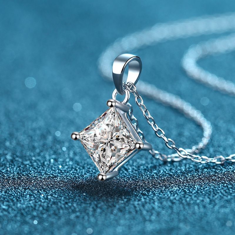 "Lori" 2ct Princess Cut Moissanite Necklace