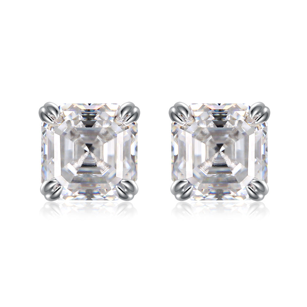 1ct Asscher Cut Moissanite Earring Studs (4 colors)