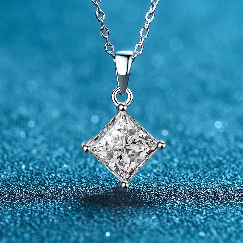 "Lori" 2ct Princess Cut Moissanite Necklace